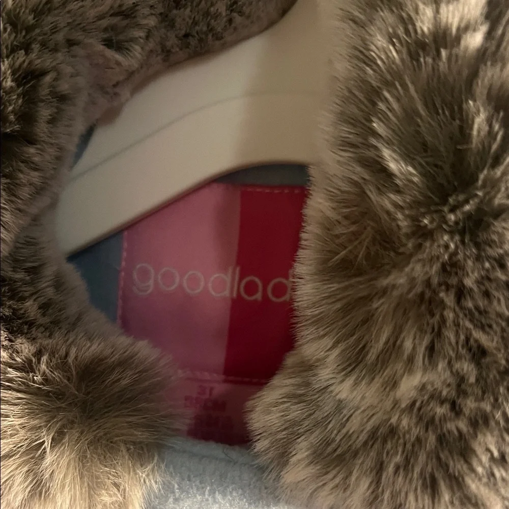 Good Lad Sky Blue Pea Coat with Charcoal Faux Fur